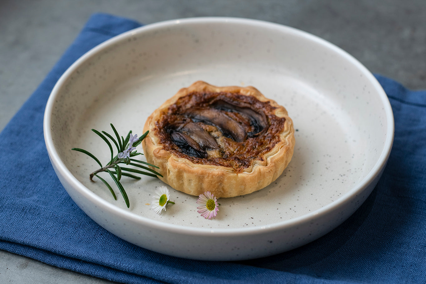 Mushroom, thyme and cheese tart